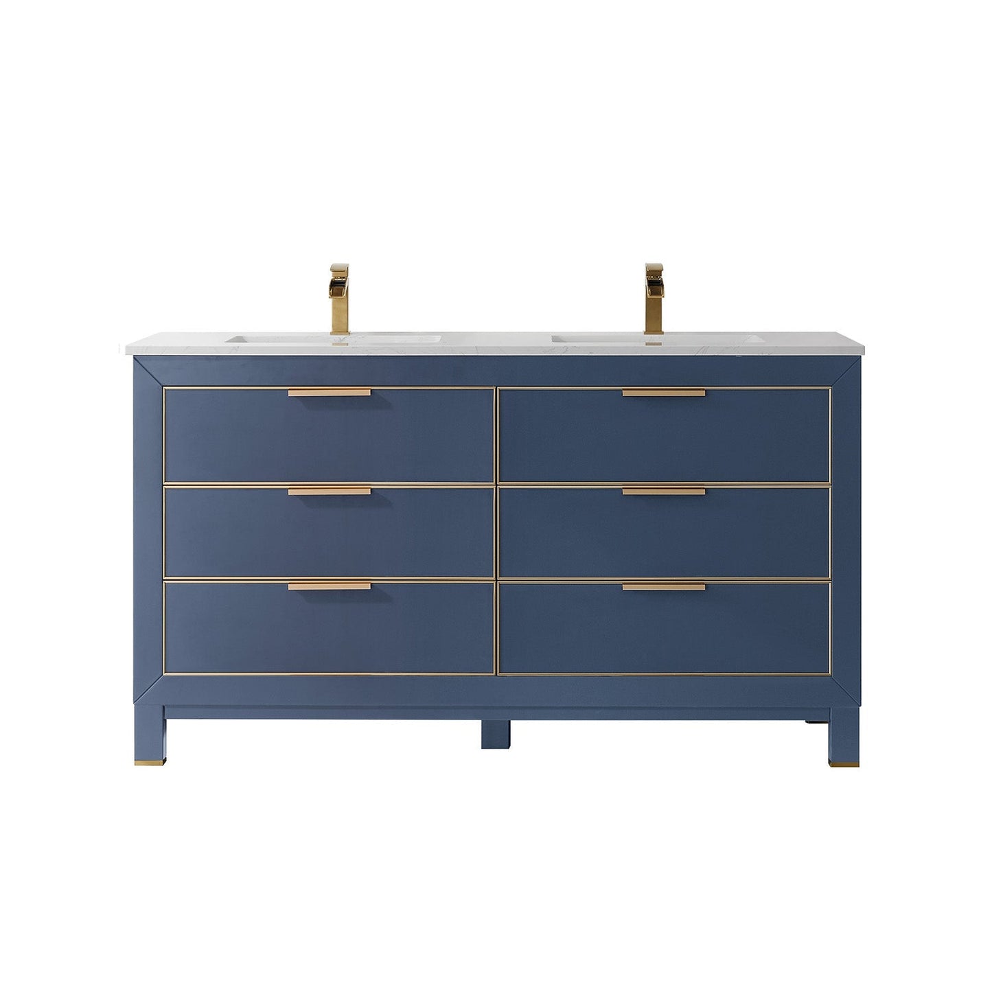 Altair Designs 60" double vanity with top - 533060-RB-AW-NM