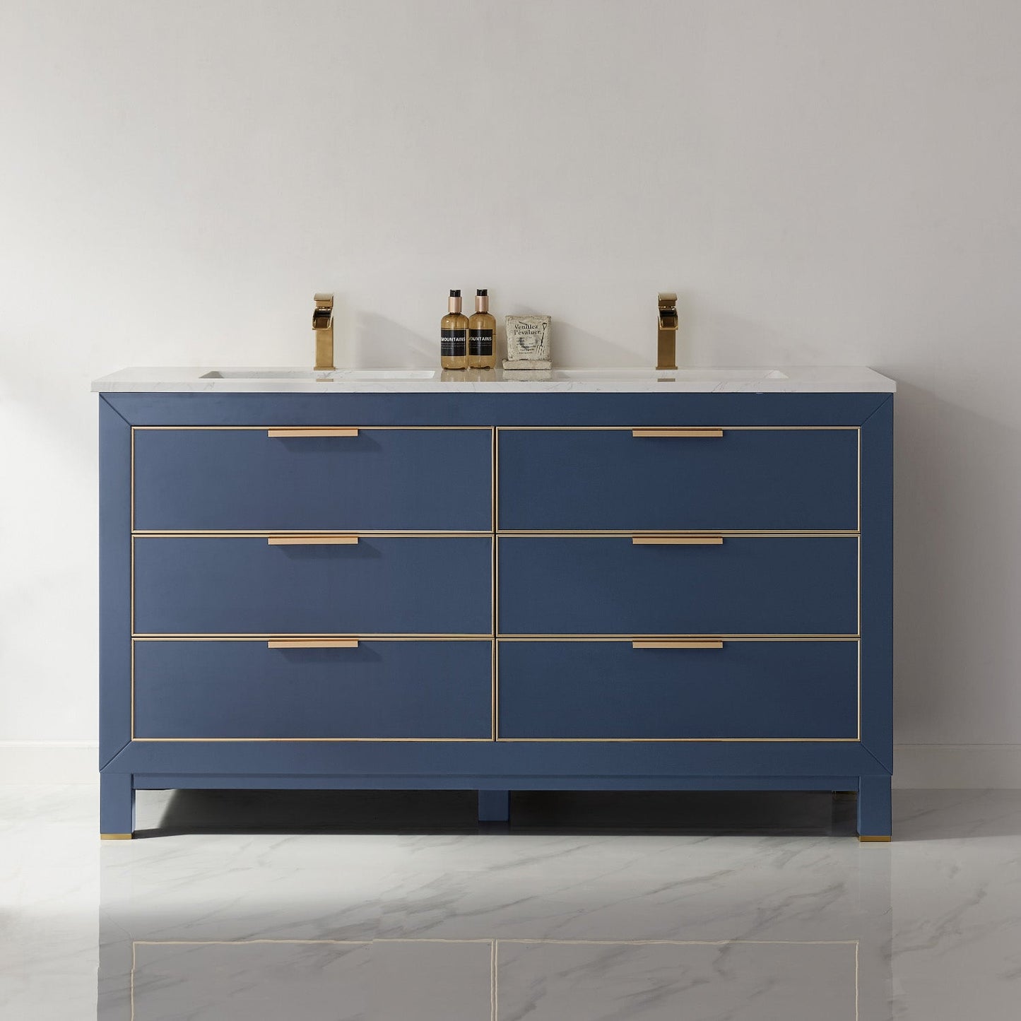 Altair Designs 60" double vanity with top - 533060-RB-AW-NM