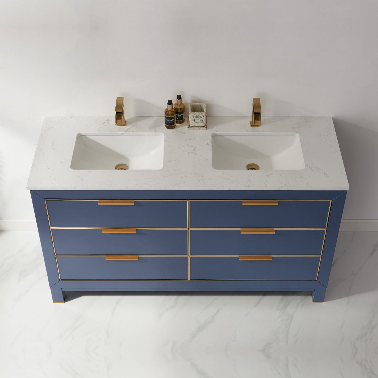 Altair Designs 60" double vanity with top - 533060-RB-AW-NM