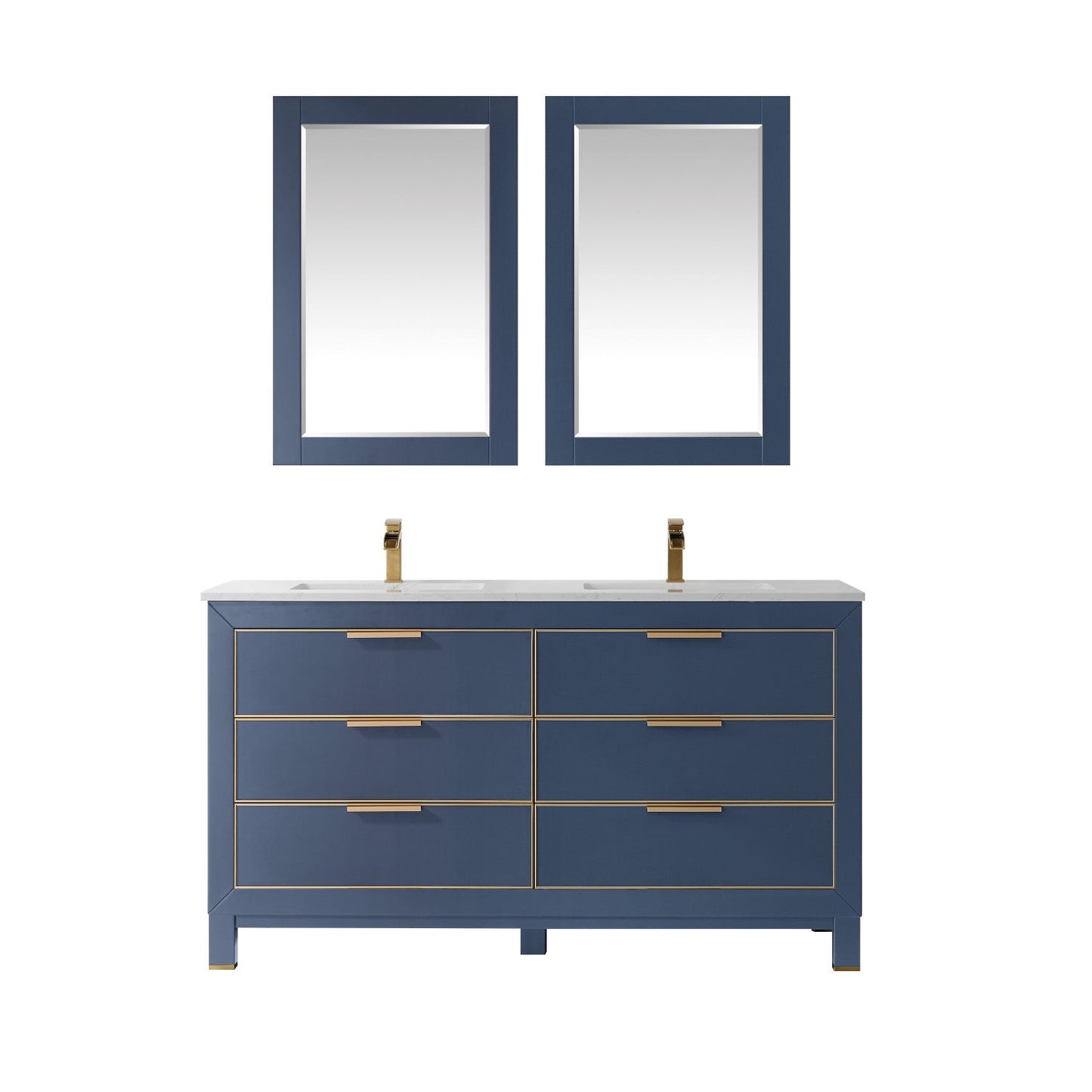 Altair Designs 60" double vanity with top - 533060-RB-AW-NM