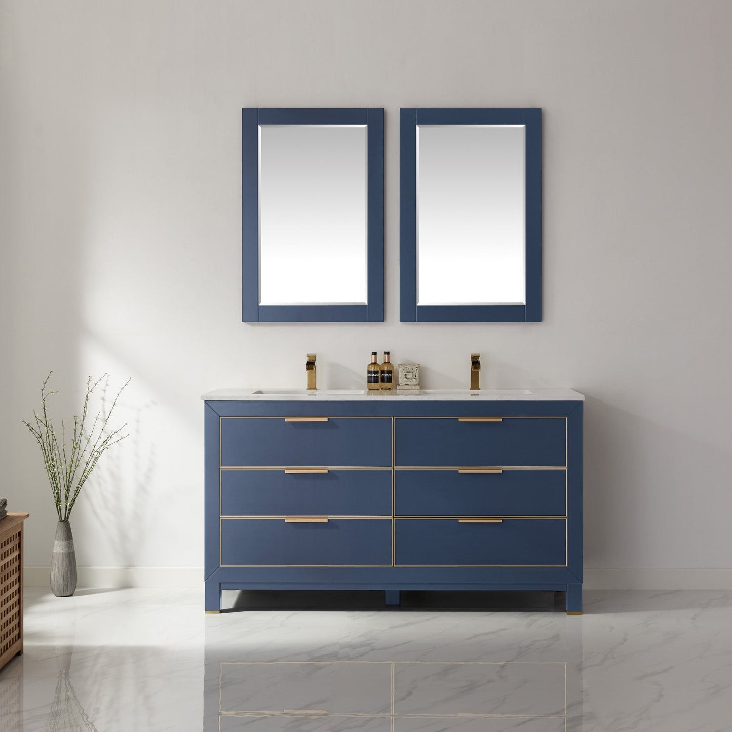 Altair Designs 60" double vanity with top - 533060-RB-AW-NM