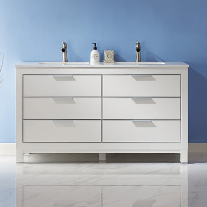 Altair Designs 60" double vanity with top - 533060-RB-AW-NM
