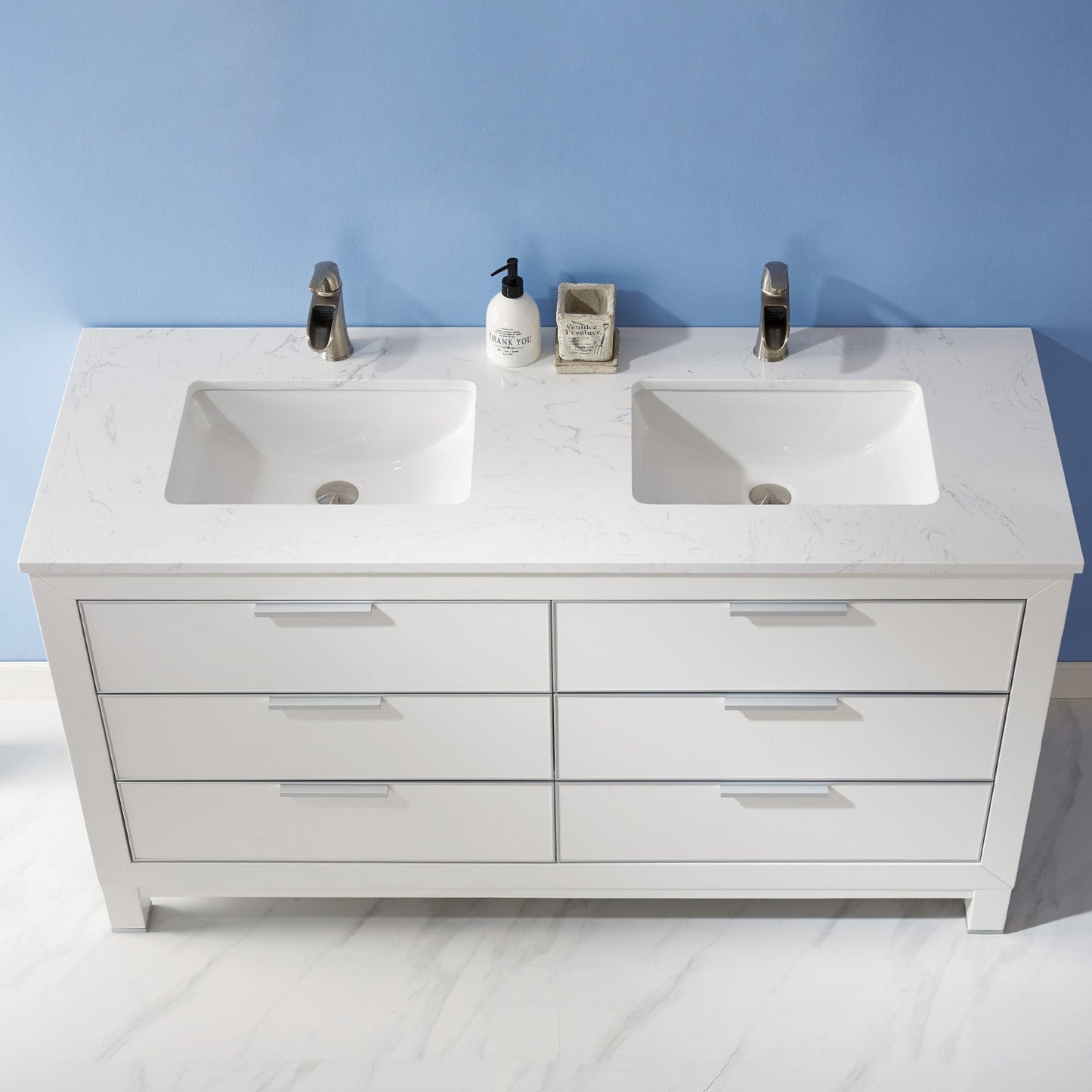 Altair Designs 60" double vanity with top - 533060-RB-AW-NM