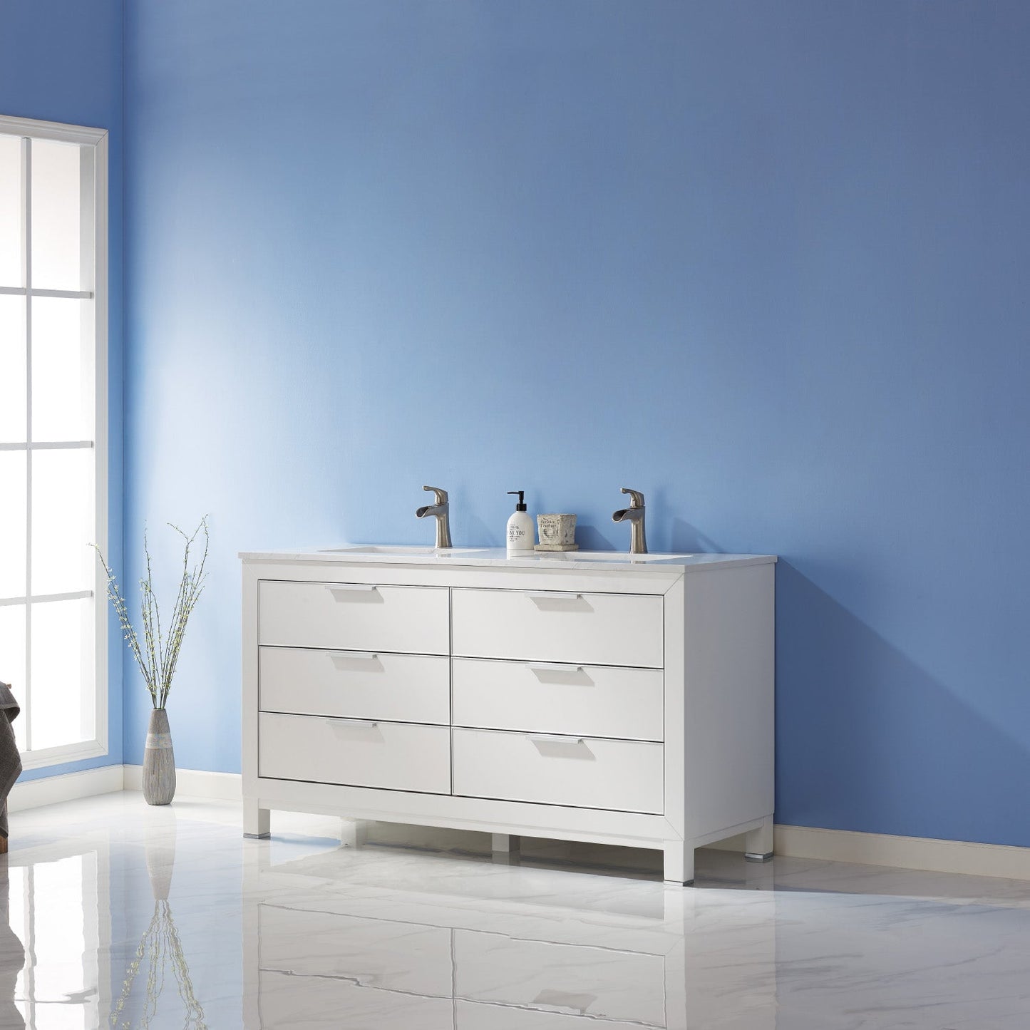 Altair Designs 60" double vanity with top - 533060-RB-AW-NM