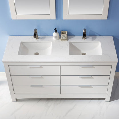 Altair Designs 60" double vanity with top - 533060-RB-AW-NM