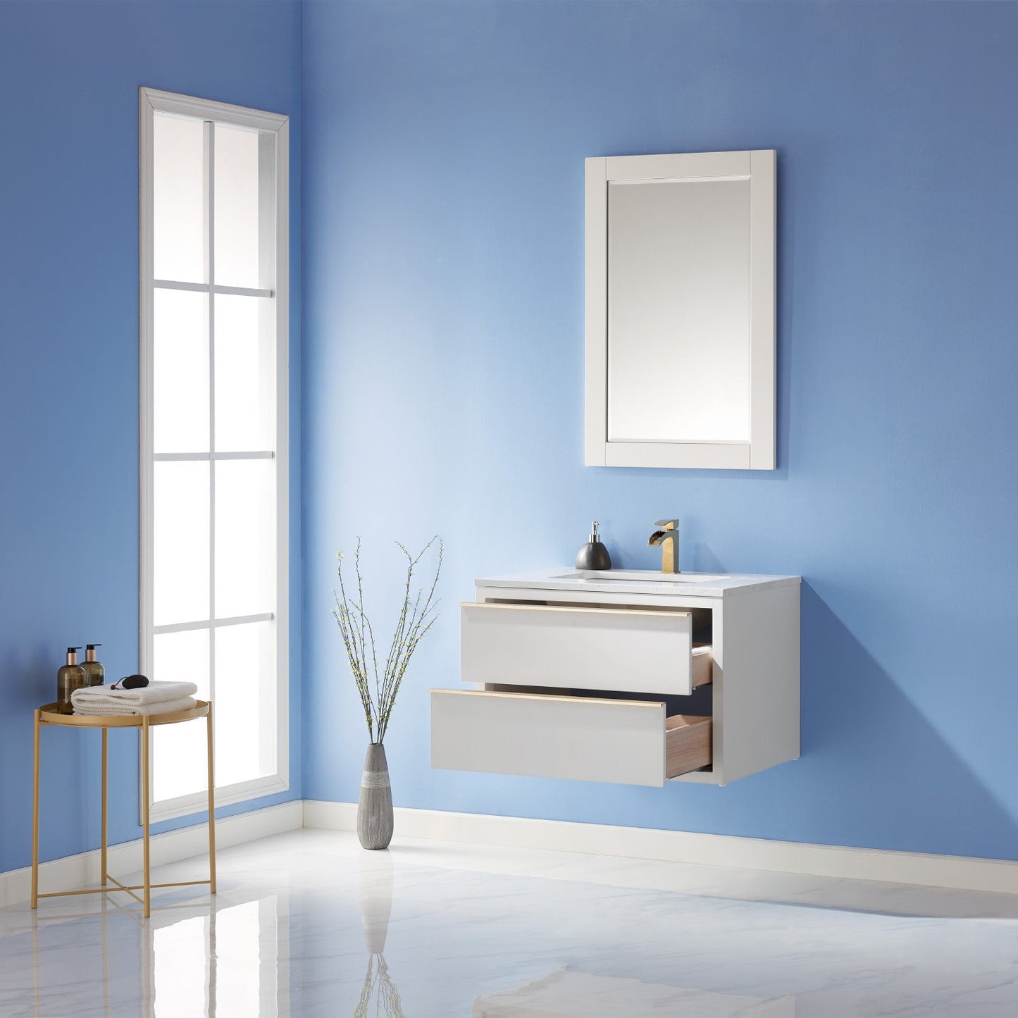 Altair Designs 30" single vanity with top - 534030-WH-AW-NM