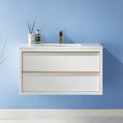 Altair Designs 36" single vanity with top - 534036-WH-AW-NM