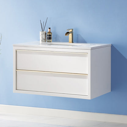 Altair Designs 36" single vanity with top - 534036-WH-AW-NM