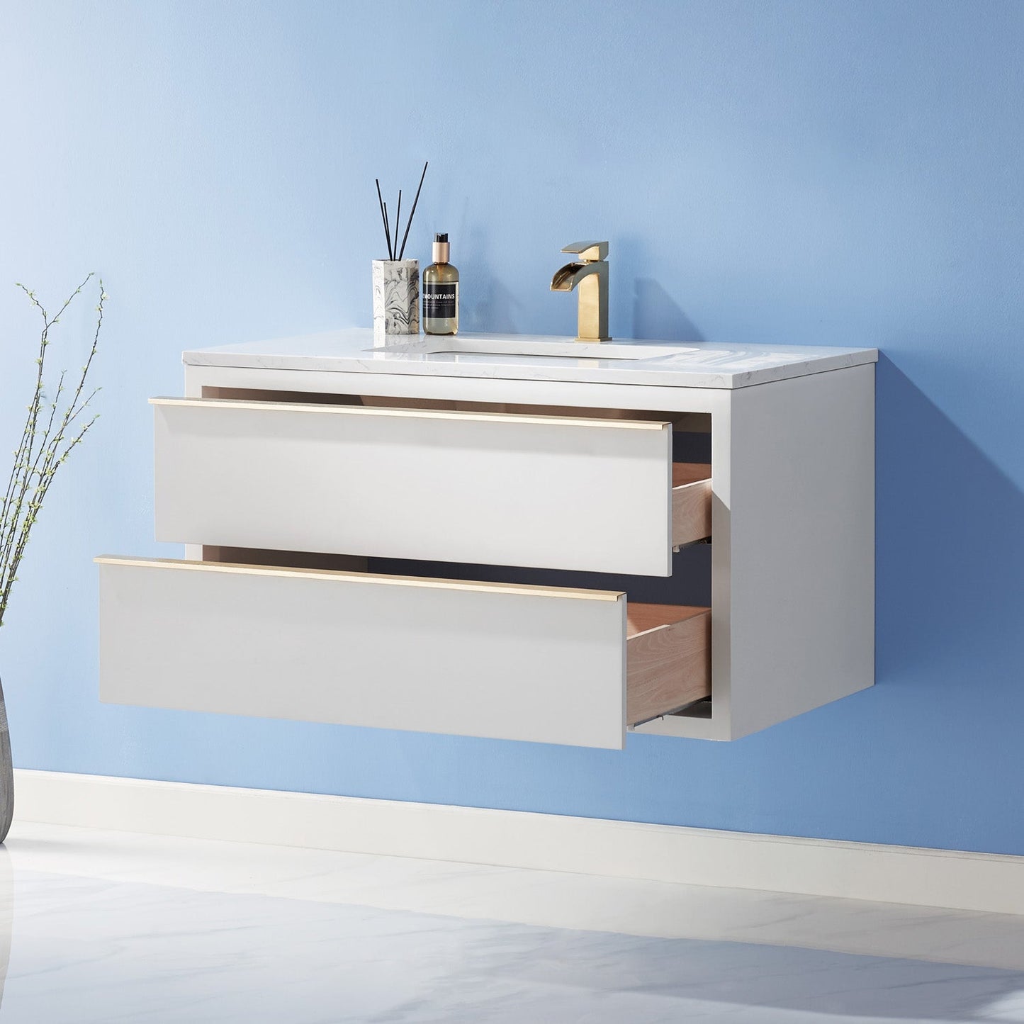 Altair Designs 36" single vanity with top - 534036-WH-AW-NM