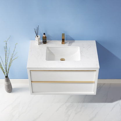 Altair Designs 36" single vanity with top - 534036-WH-AW-NM