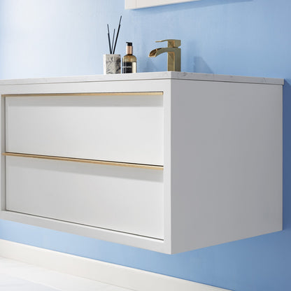 Altair Designs 36" single vanity with top - 534036-WH-AW-NM