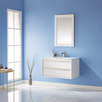 Altair Designs 36" single vanity with top - 534036-WH-AW-NM