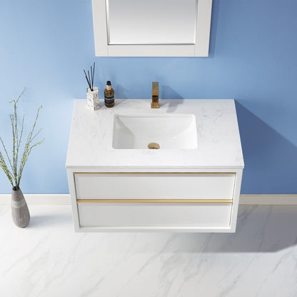 Altair Designs 36" single vanity with top - 534036-WH-AW-NM