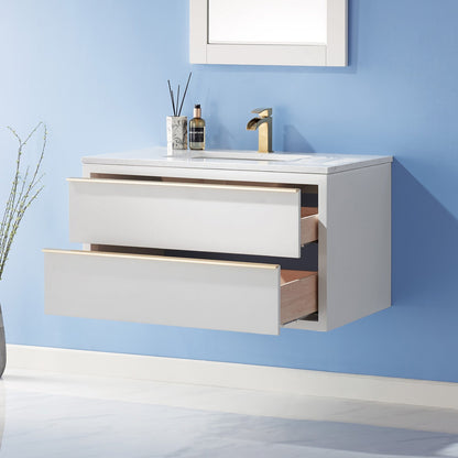Altair Designs 36" single vanity with top - 534036-WH-AW-NM
