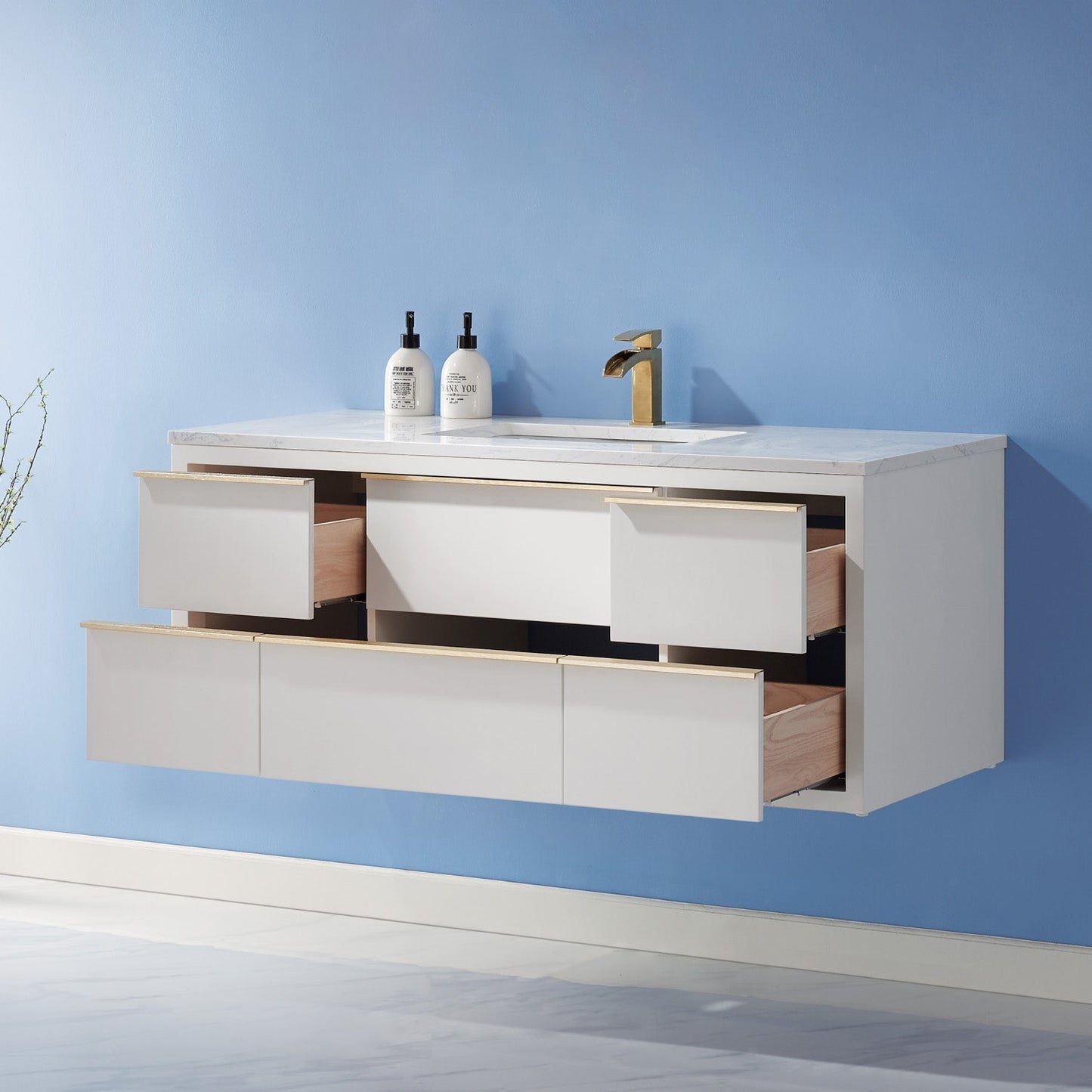 Altair Designs 48" single vanity with top - 534048-WH-AW-NM