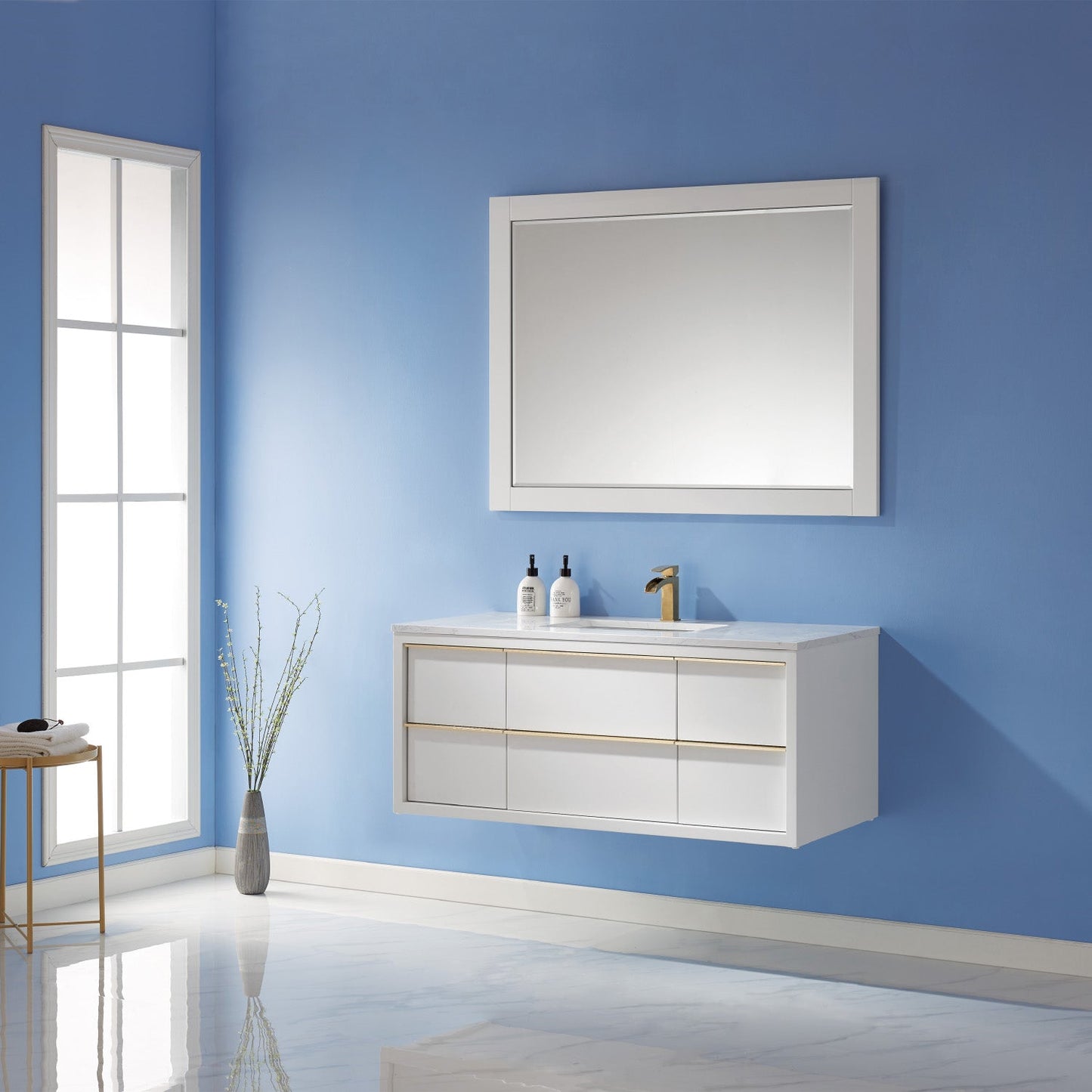 Altair Designs 48" single vanity with top - 534048-WH-AW-NM