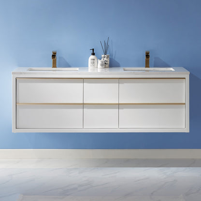 Altair Designs 60" double vanity with top - 534060-WH-AW-NM