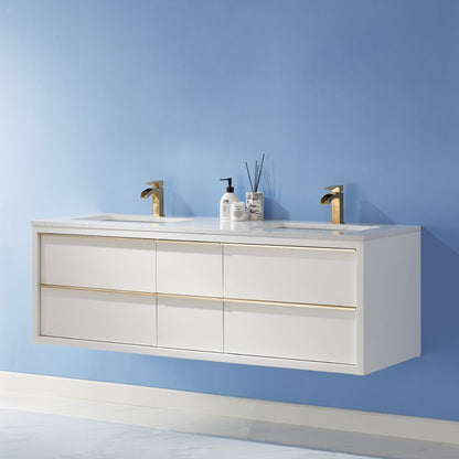 Altair Designs 60" double vanity with top - 534060-WH-AW-NM