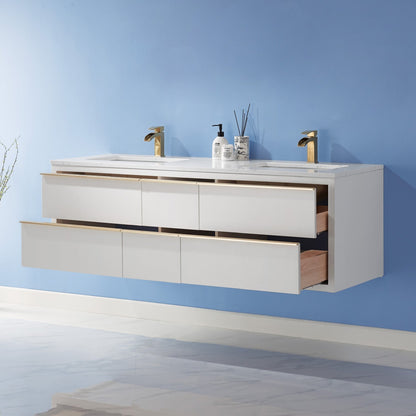 Altair Designs 60" double vanity with top - 534060-WH-AW-NM