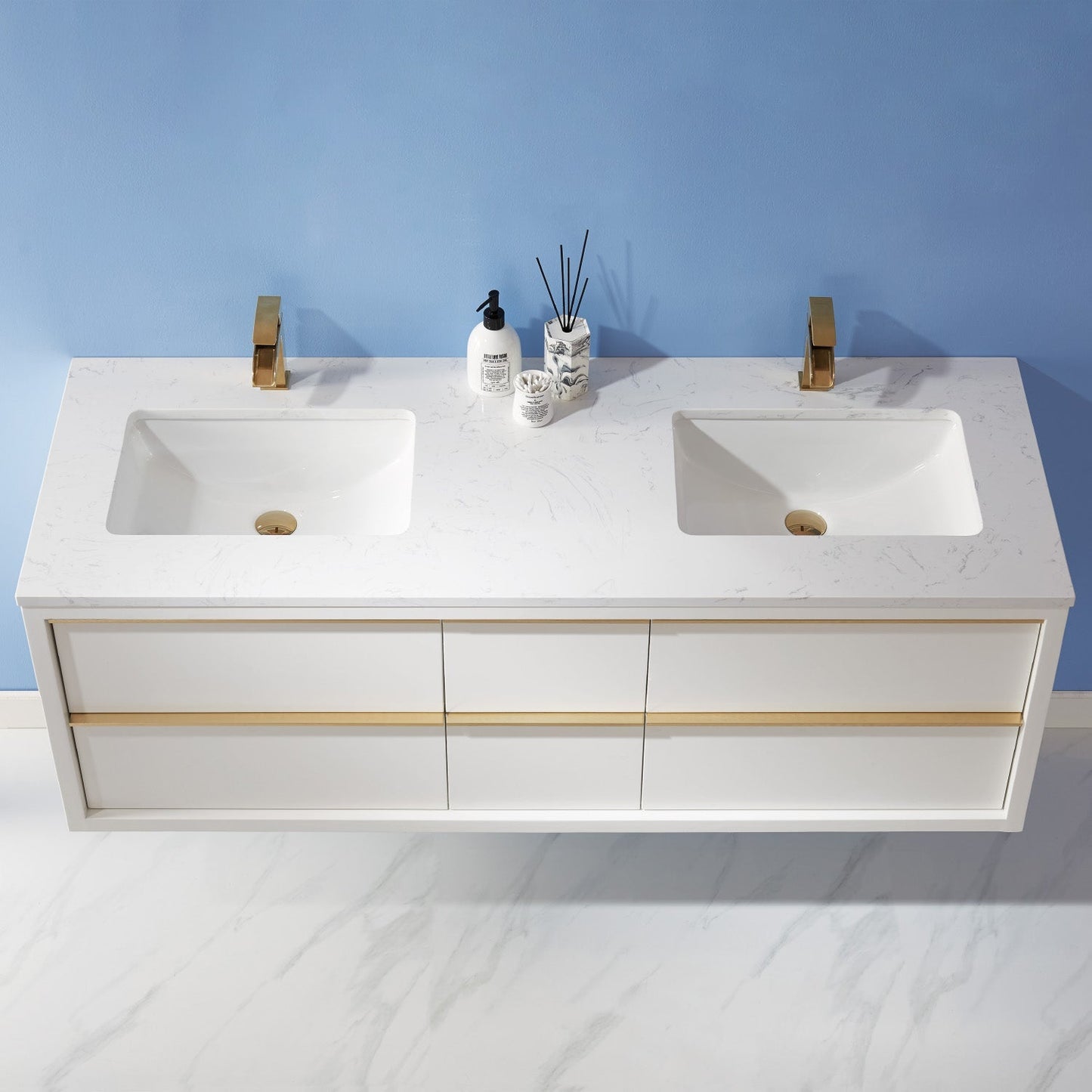 Altair Designs 60" double vanity with top - 534060-WH-AW-NM
