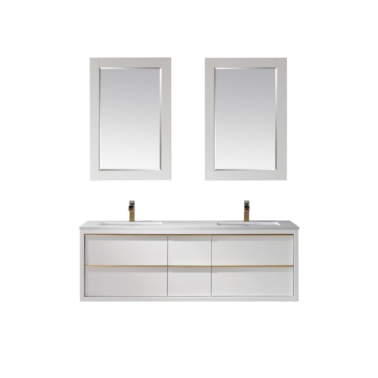 Altair Designs 60" double vanity with top - 534060-WH-AW-NM