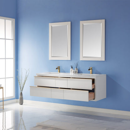 Altair Designs 60" double vanity with top - 534060-WH-AW-NM