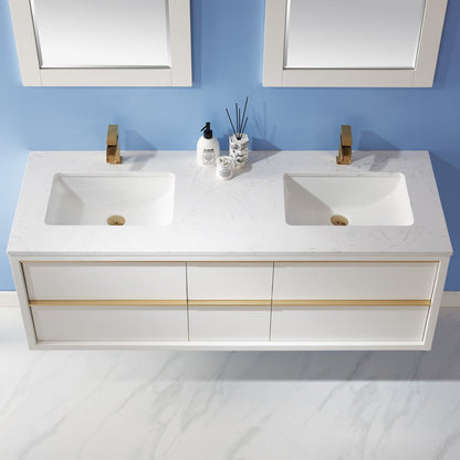 Altair Designs 60" double vanity with top - 534060-WH-AW-NM