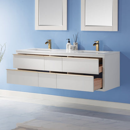 Altair Designs 60" double vanity with top - 534060-WH-AW-NM