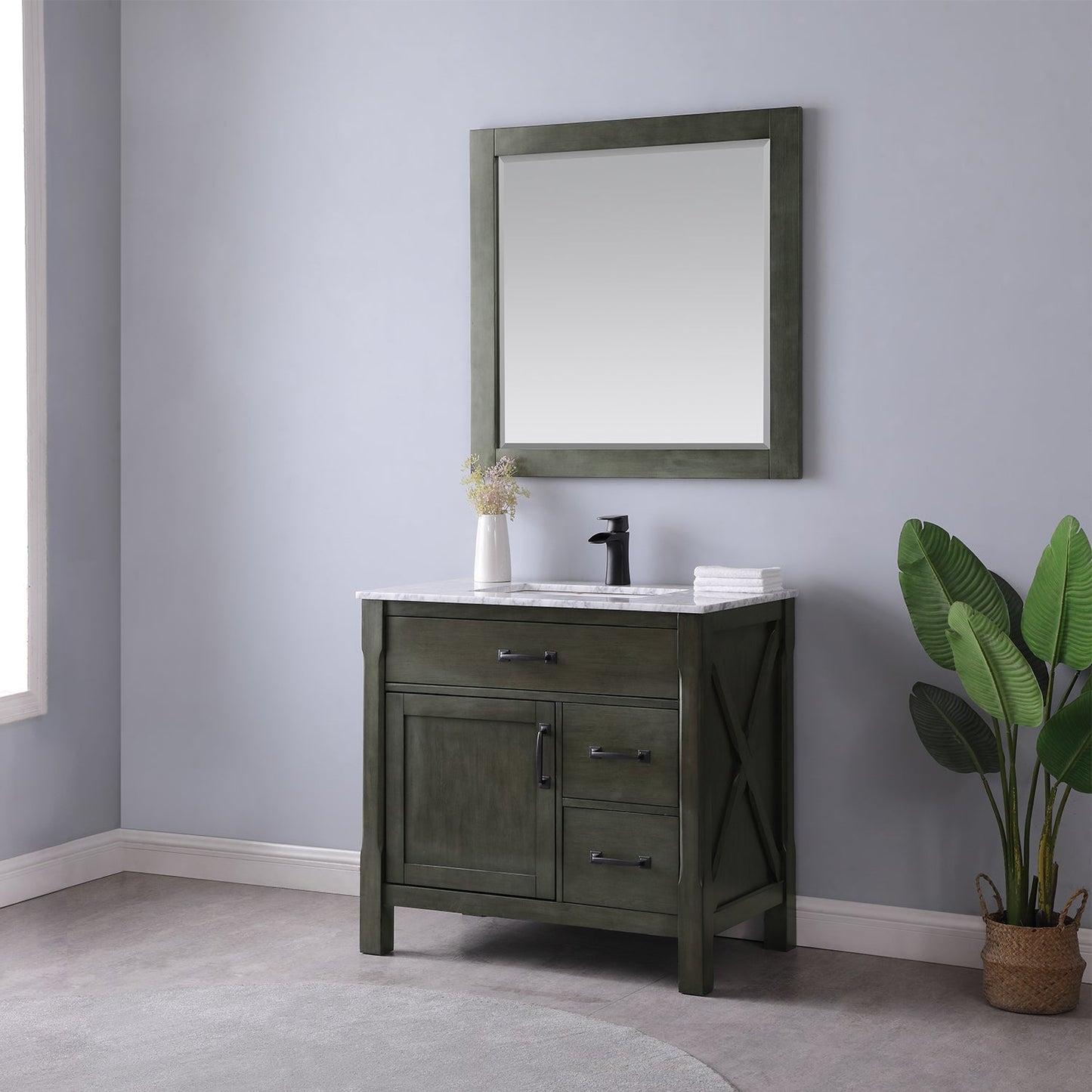 Altair Designs 36" single vanity with top - 535036-WH-CA