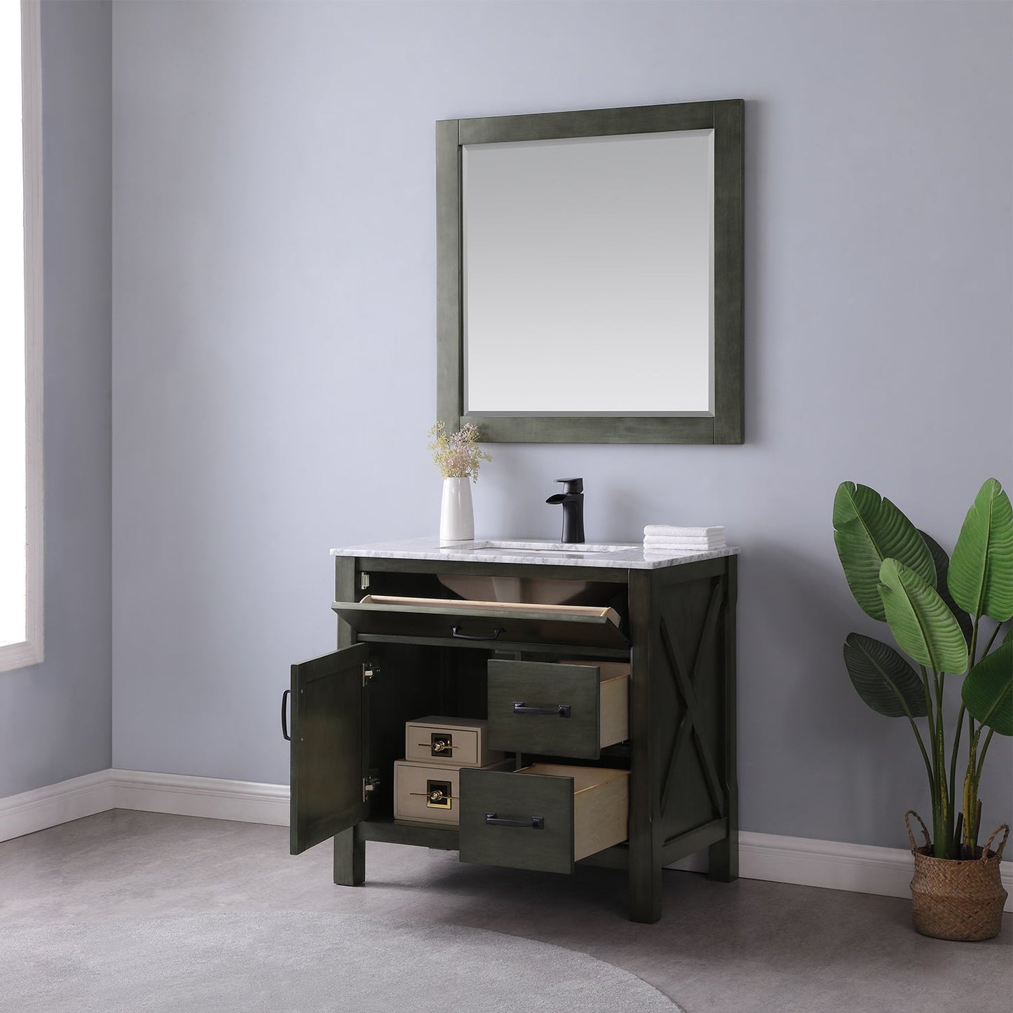 Altair Designs 36" single vanity with top - 535036-WH-CA