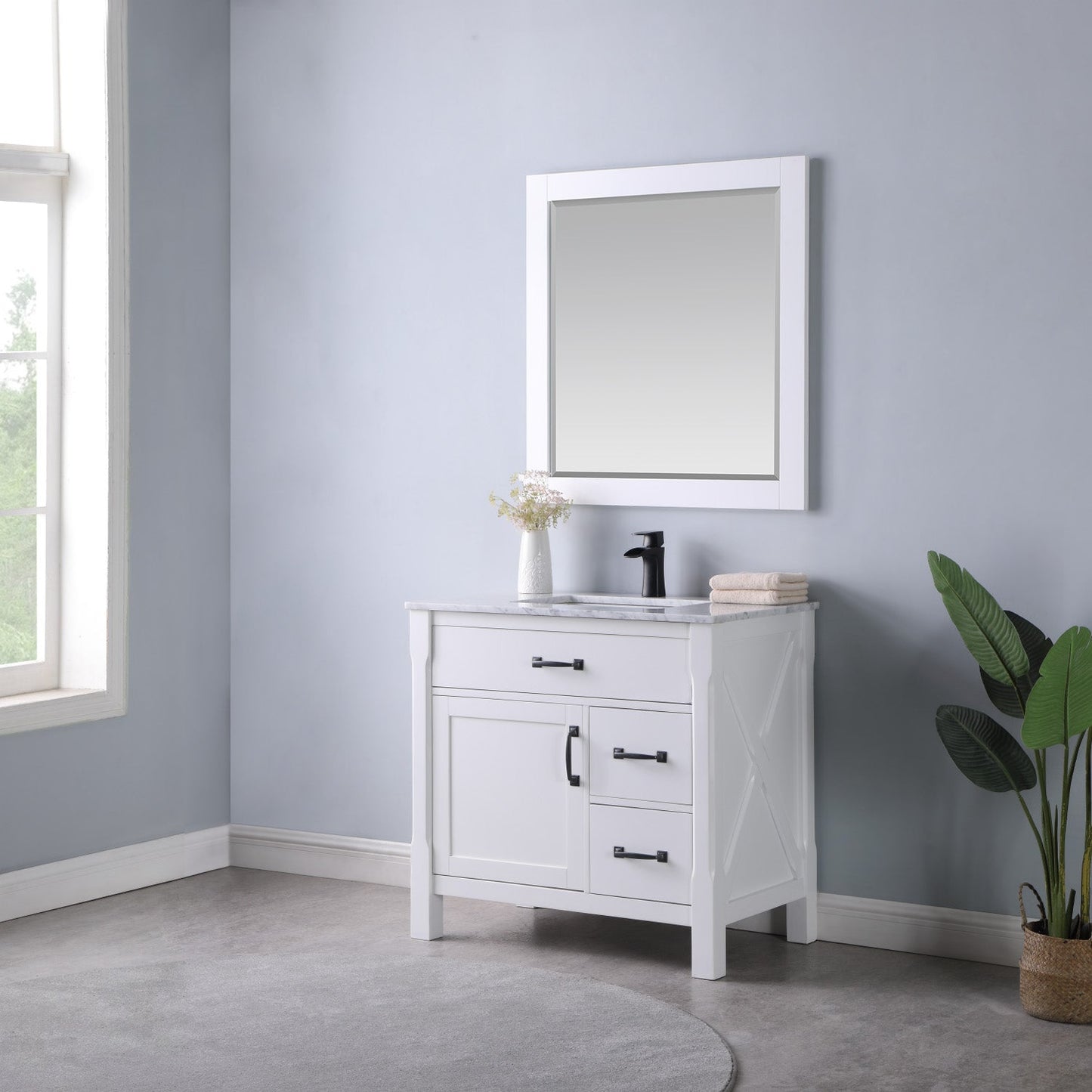 Altair Designs 36" single vanity with top - 535036-WH-CA