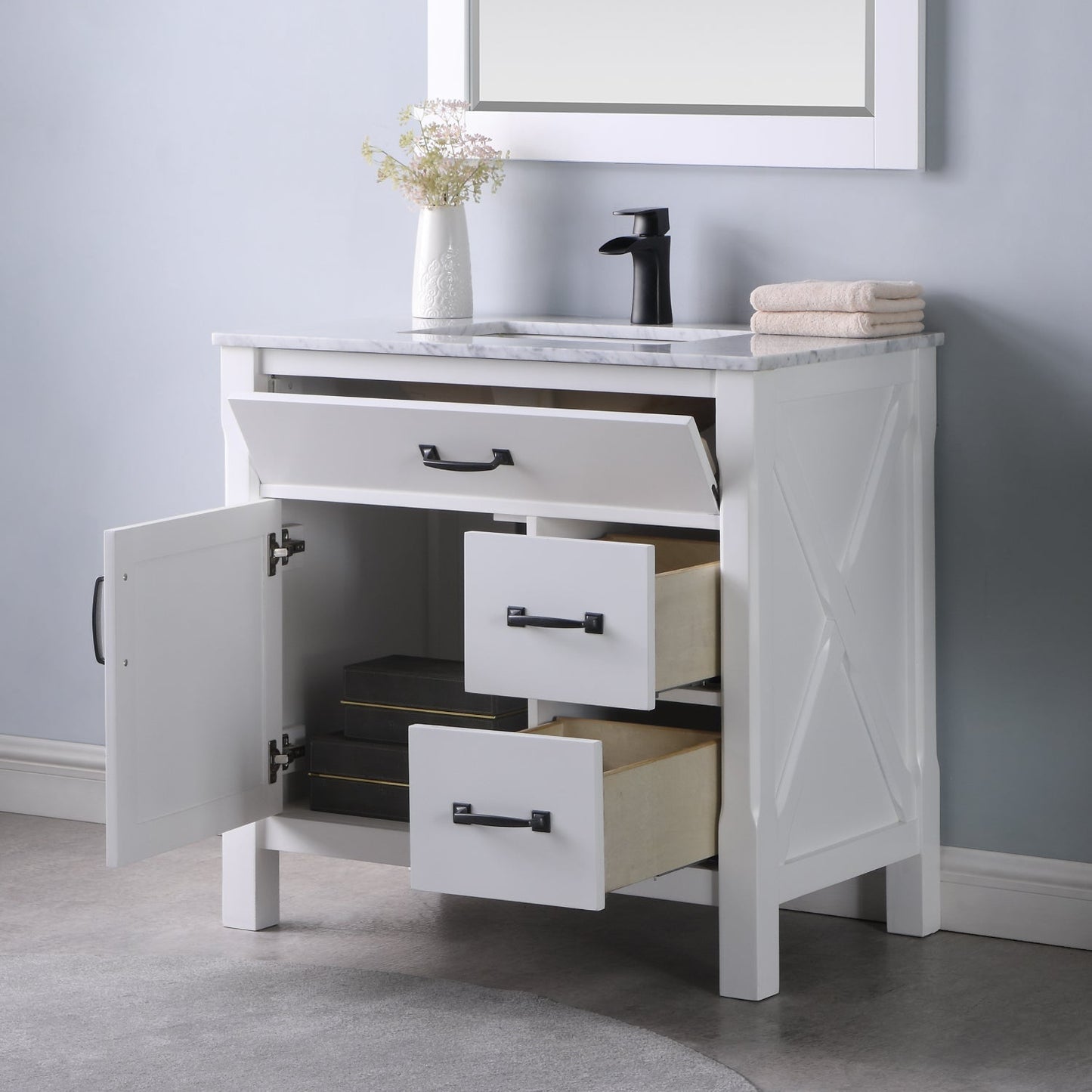Altair Designs 36" single vanity with top - 535036-WH-CA
