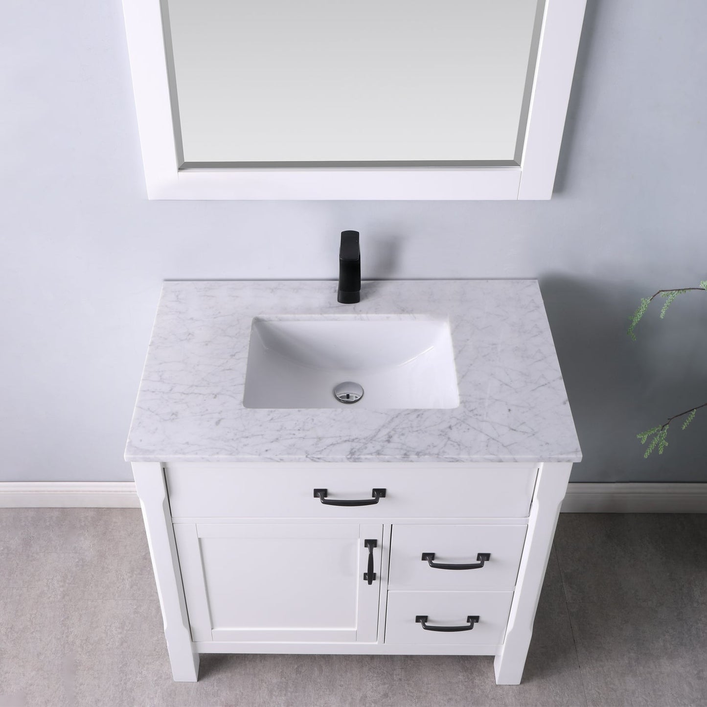 Altair Designs 36" single vanity with top - 535036-WH-CA