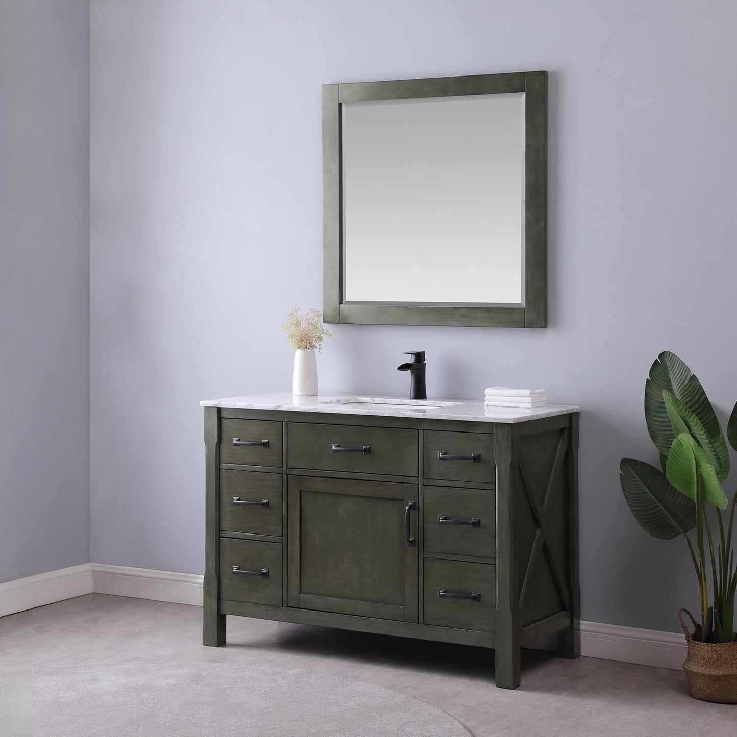 Altair Designs 48" single vanity with top - 535048-WH-CA