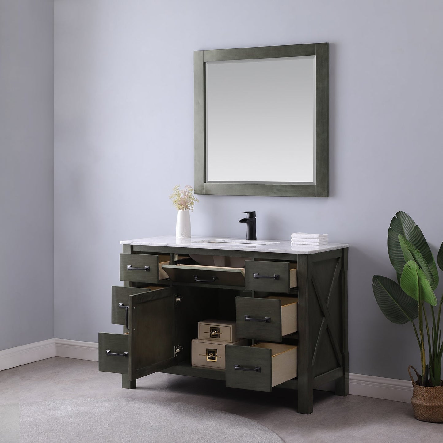 Altair Designs 48" single vanity with top - 535048-WH-CA