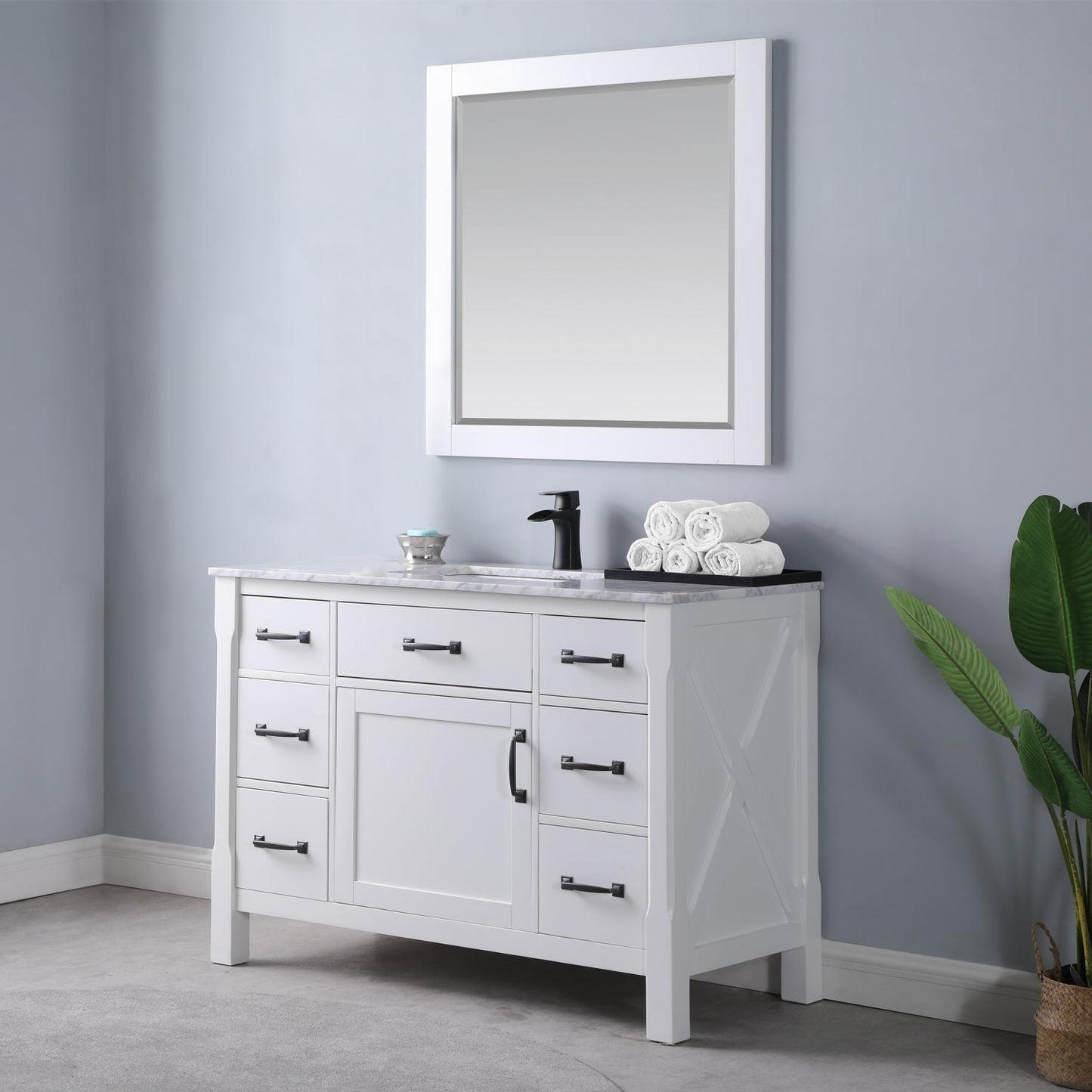 Altair Designs 48" single vanity with top - 535048-WH-CA