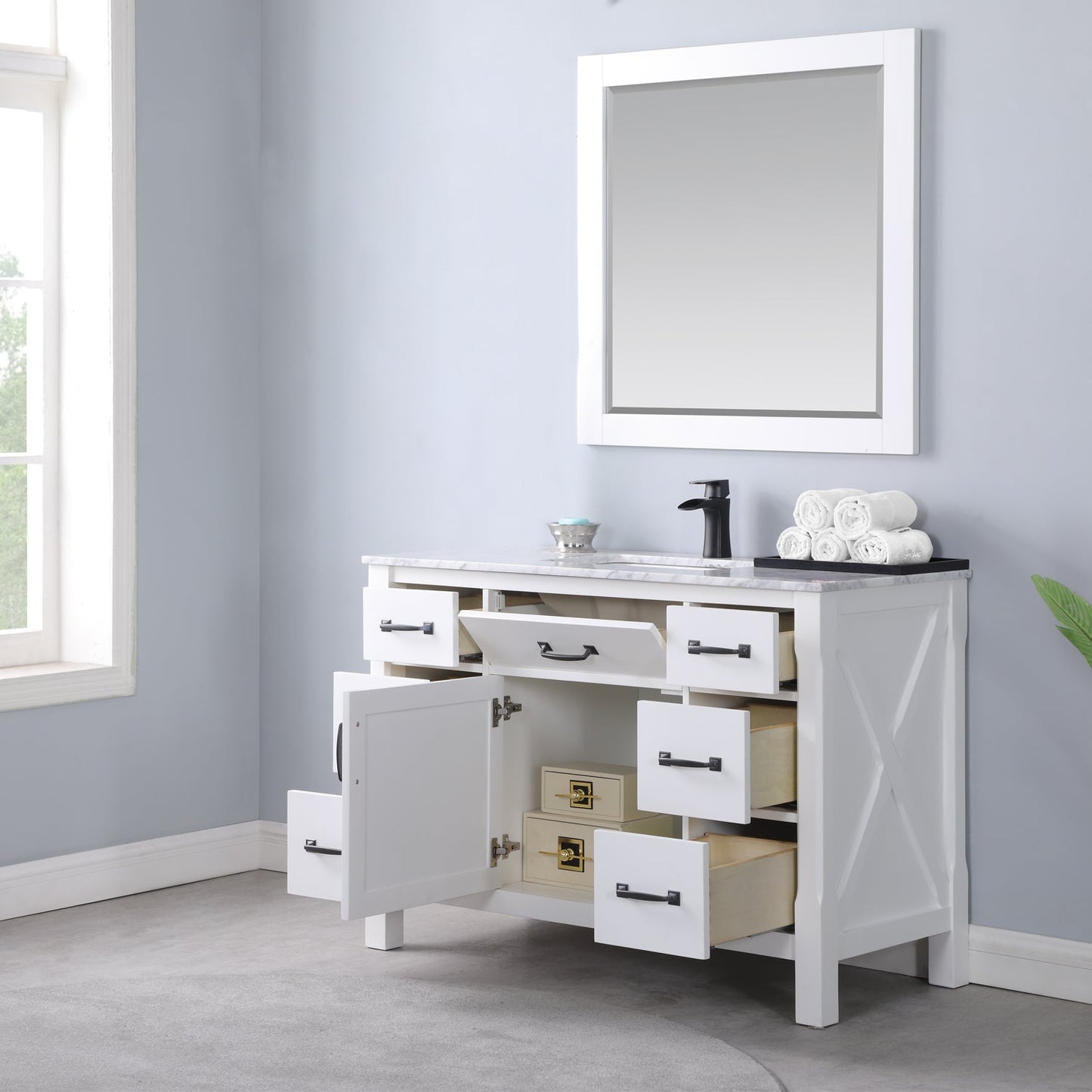 Altair Designs 48" single vanity with top - 535048-WH-CA