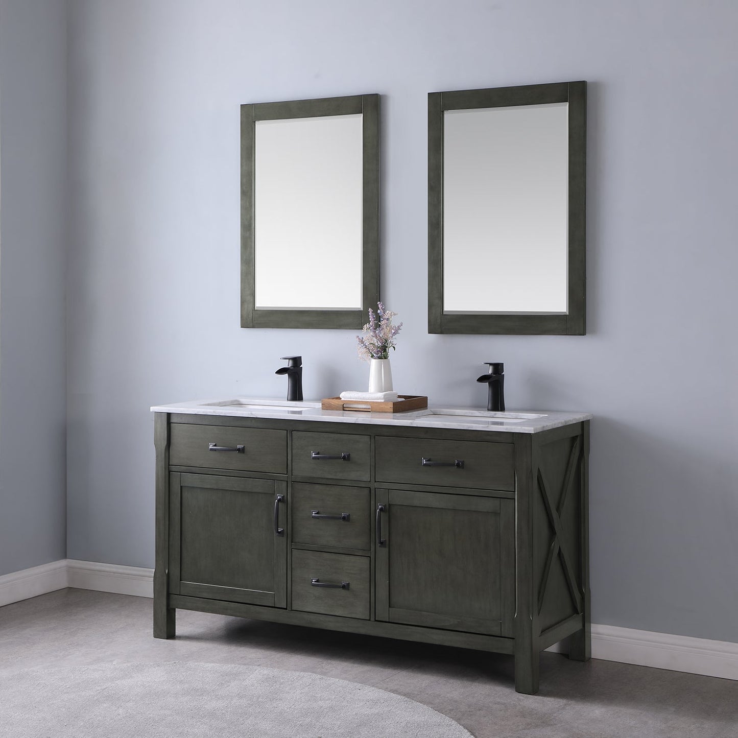 Altair Designs 60" double vanity with top - 535060-WH-CA