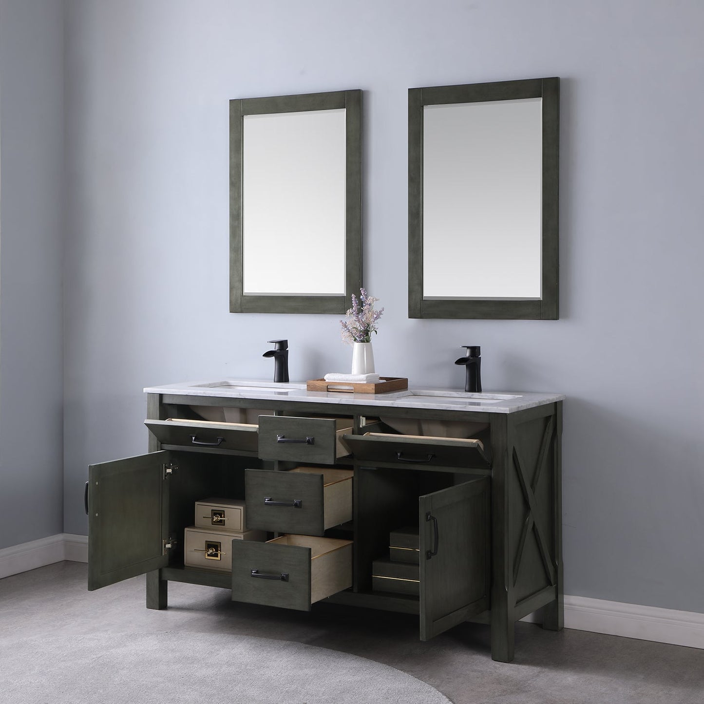 Altair Designs 60" double vanity with top - 535060-WH-CA