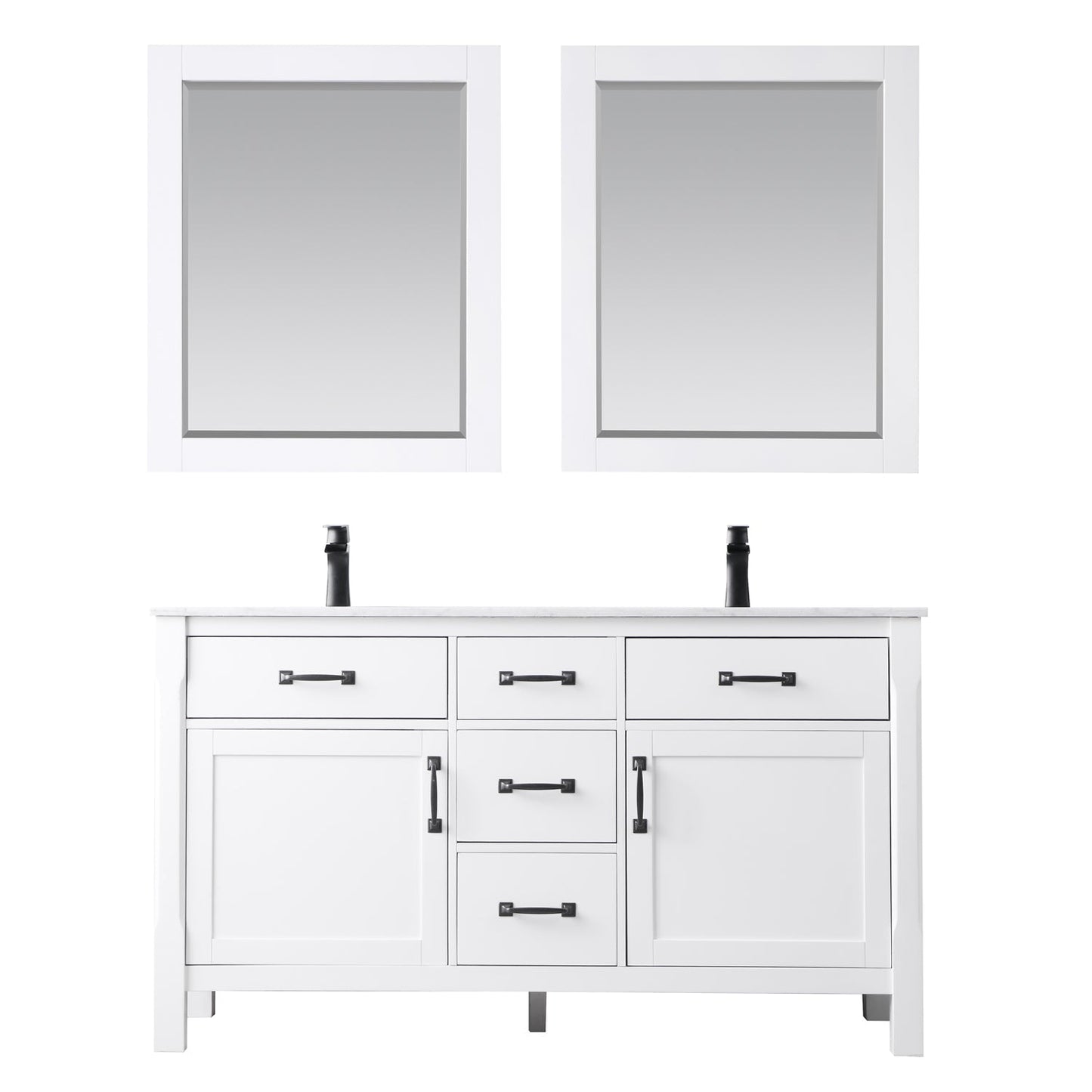 Altair Designs 60" double vanity with top - 535060-WH-CA