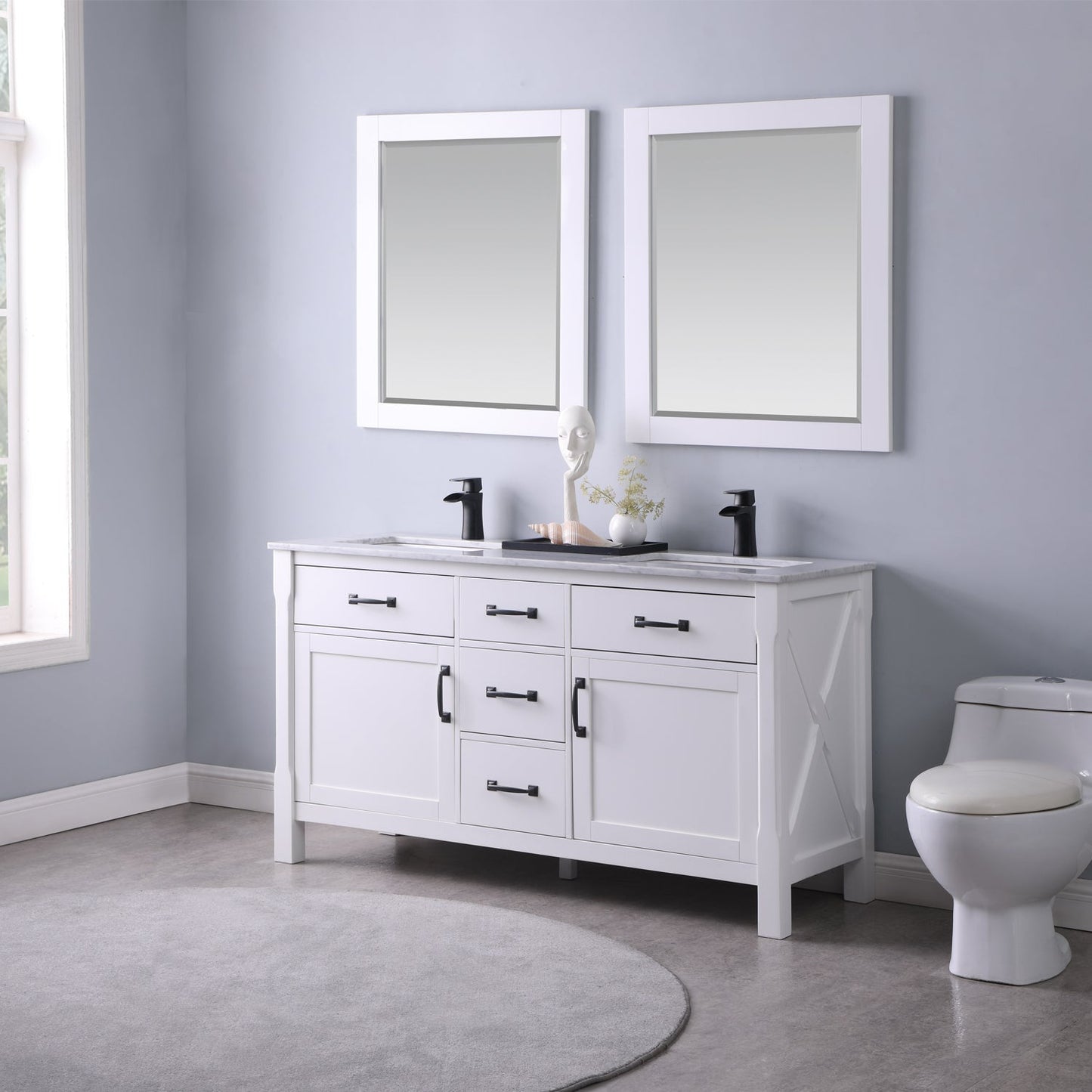 Altair Designs 60" double vanity with top - 535060-WH-CA