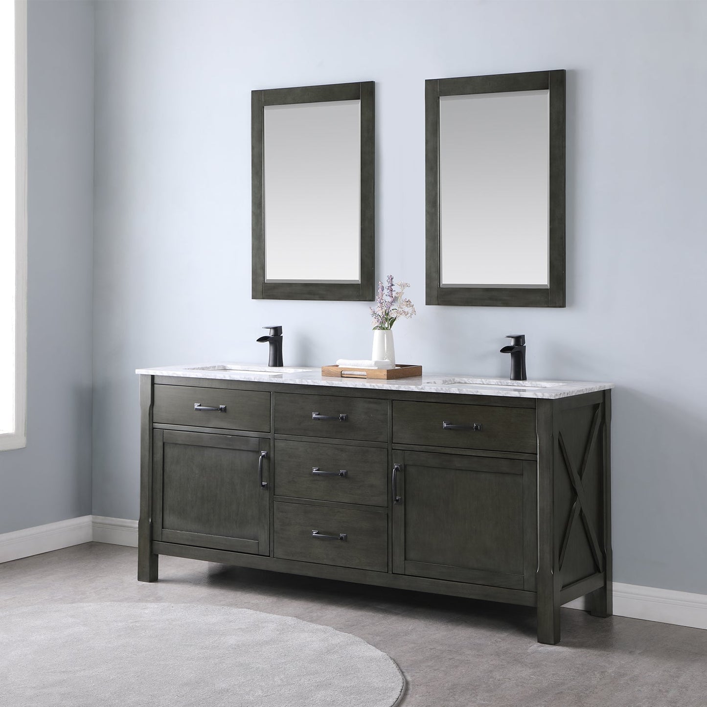 Altair Designs 72" double vanity with top - 535072-WH-CA
