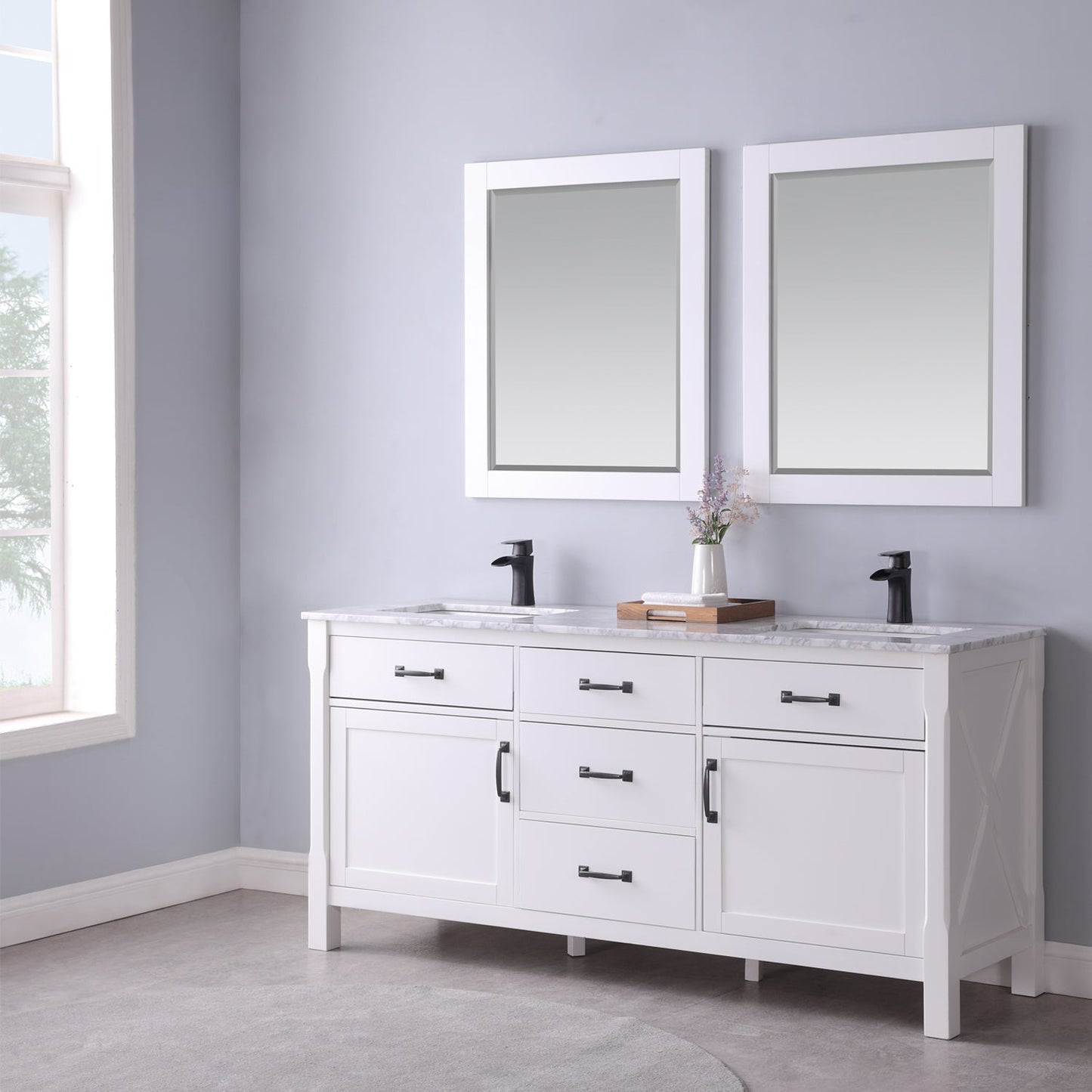 Altair Designs 72" double vanity with top - 535072-WH-CA