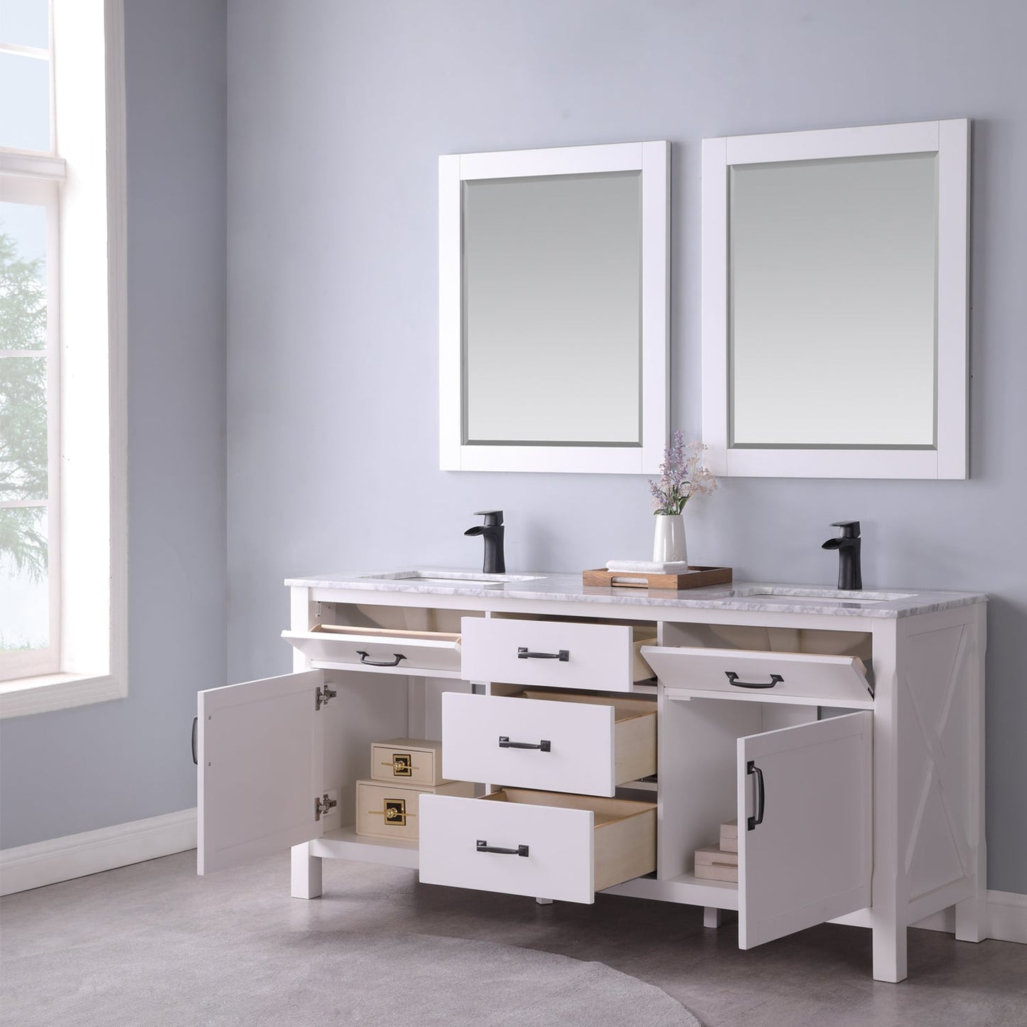 Altair Designs 72" double vanity with top - 535072-WH-CA