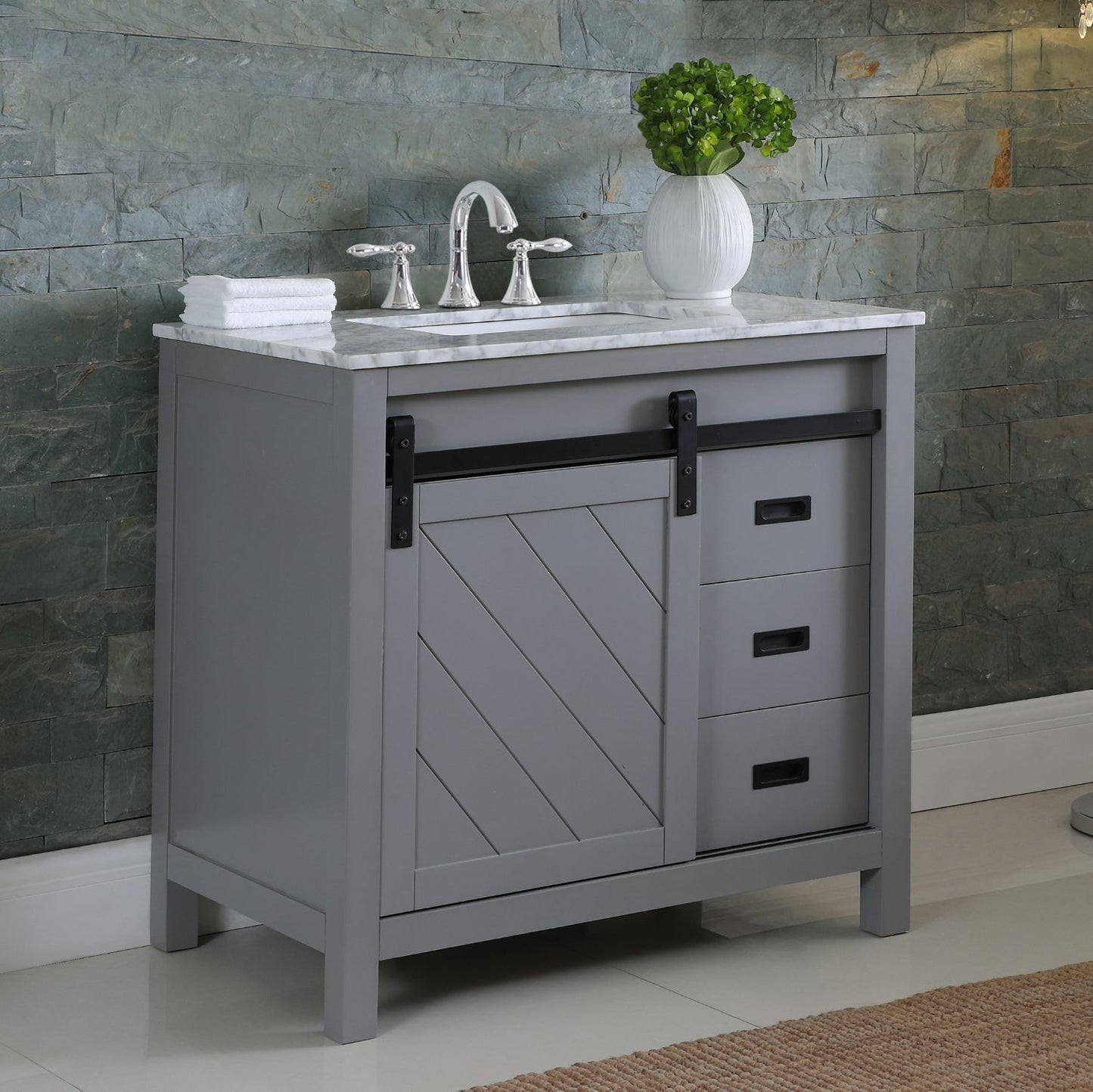 Altair Designs 36" single vanity with top - 536036-WH-CA-NM