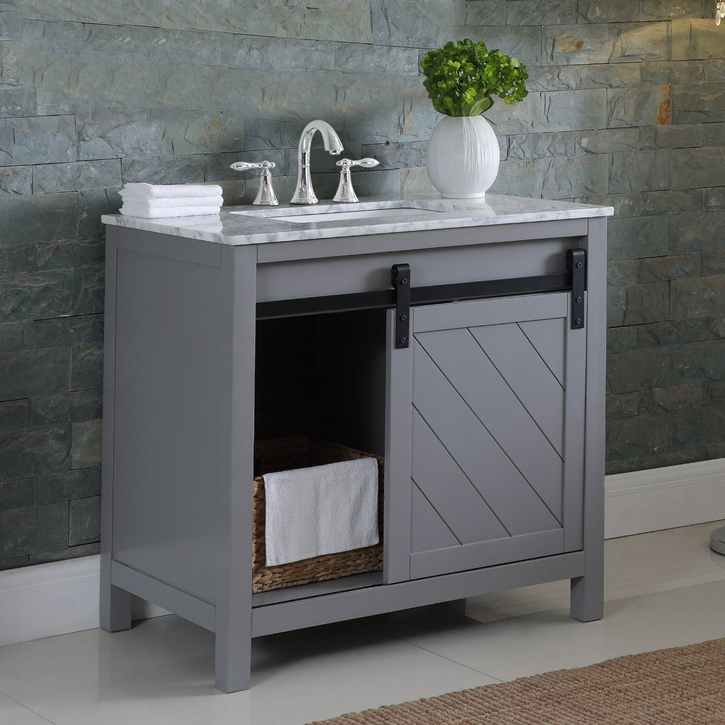 Altair Designs 36" single vanity with top - 536036-WH-CA-NM