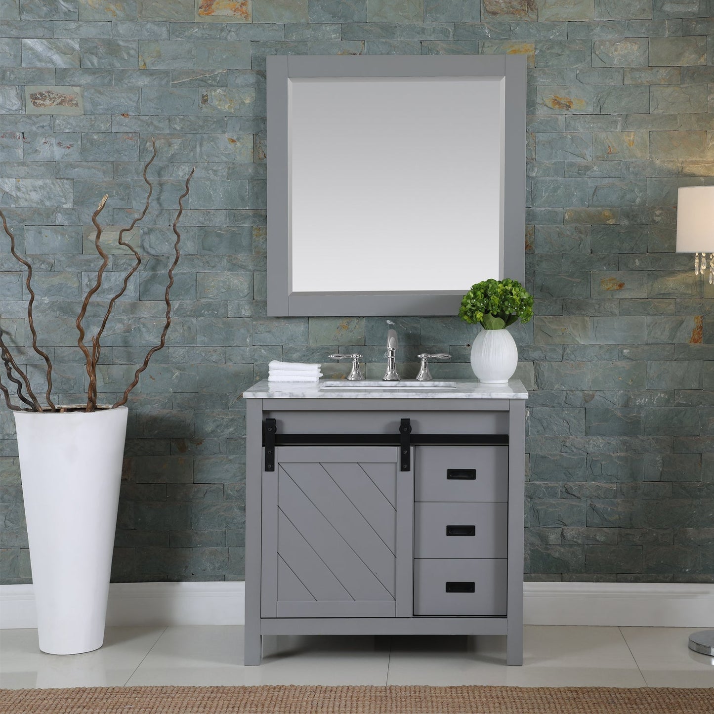 Altair Designs 36" single vanity with top - 536036-WH-CA-NM