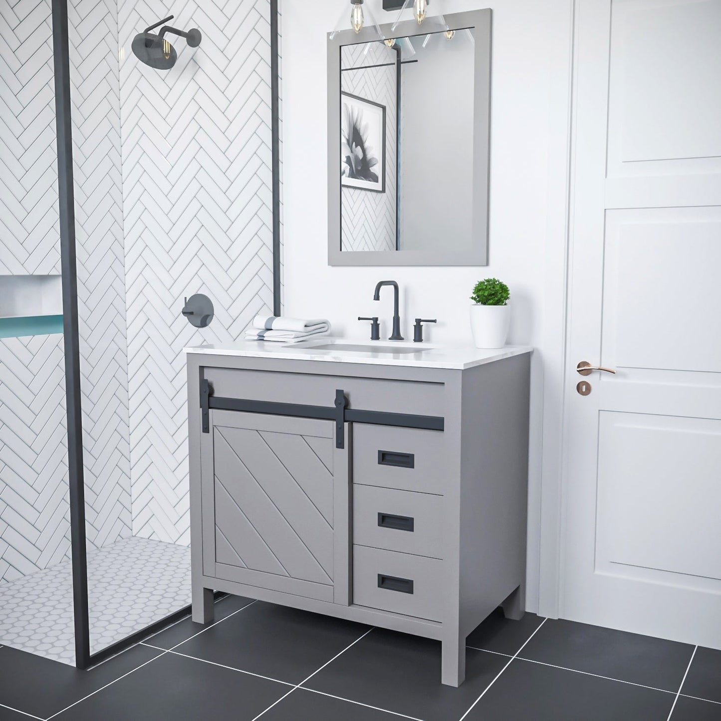 Altair Designs 36" single vanity with top - 536036-WH-CA-NM