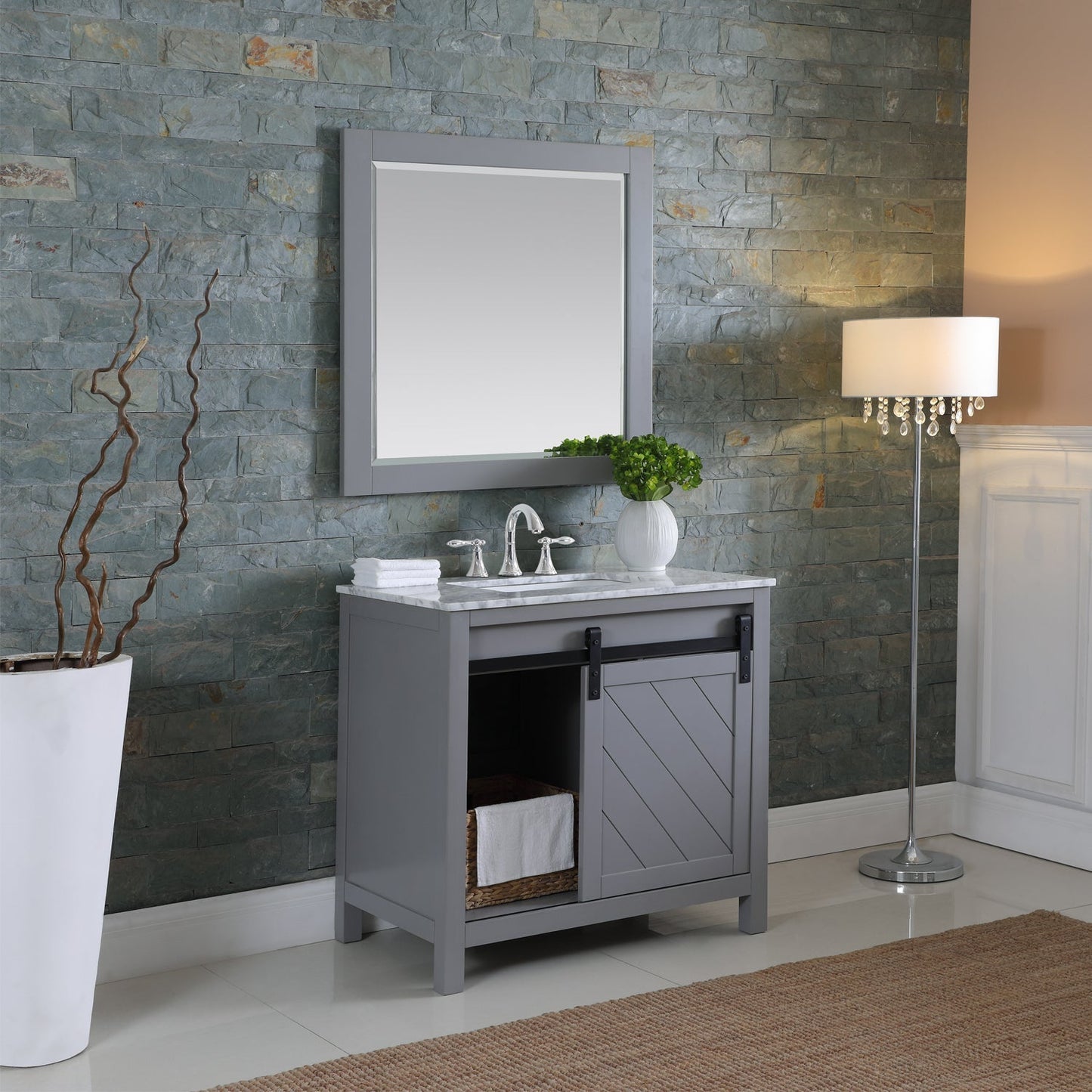 Altair Designs 36" single vanity with top - 536036-WH-CA-NM