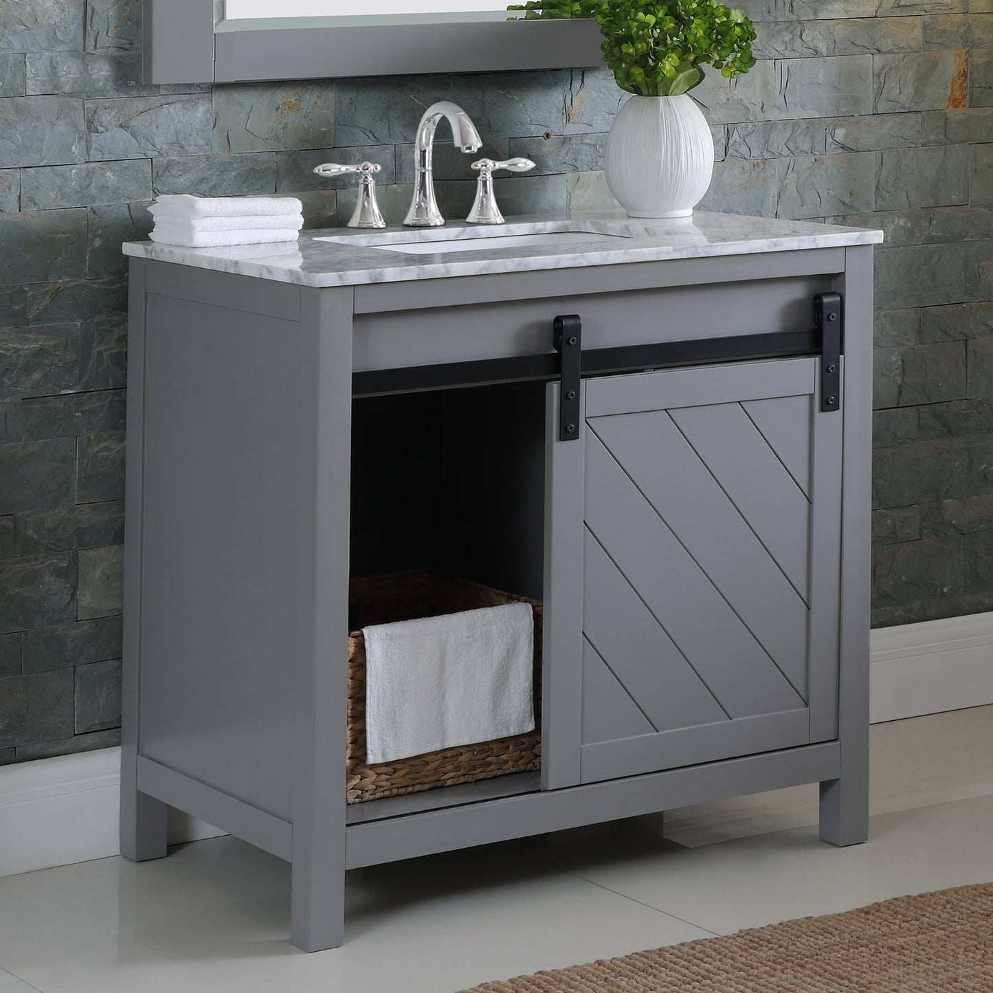 Altair Designs 36" single vanity with top - 536036-WH-CA-NM